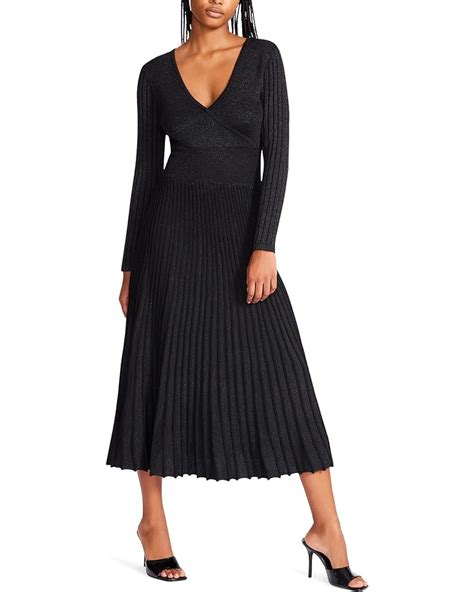 Pleated Metallic Knit Sweaterdress 